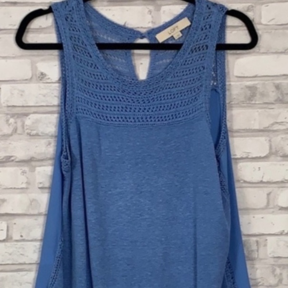 LOFT Sky Blue Multimedia Sleeveless Knit Top